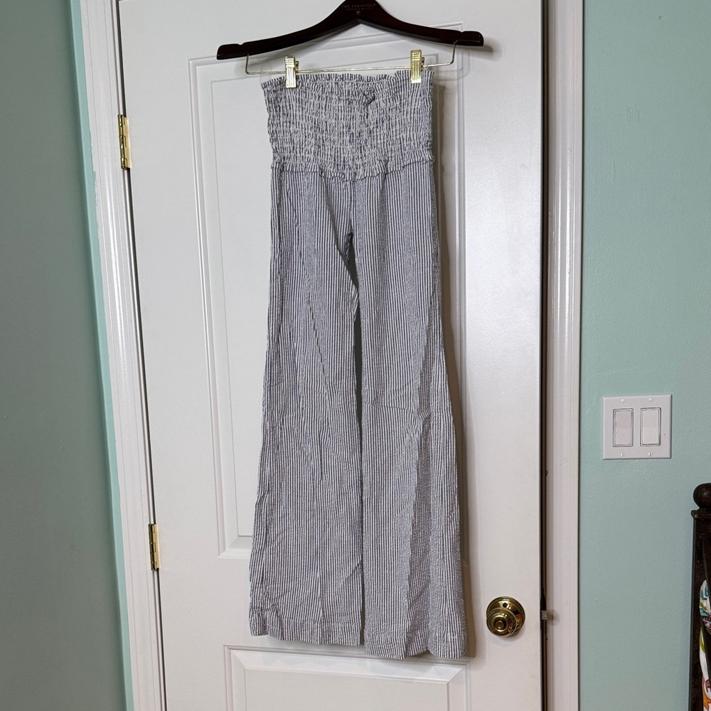 Blue Life Striped Wide Leg Pants - Black and White